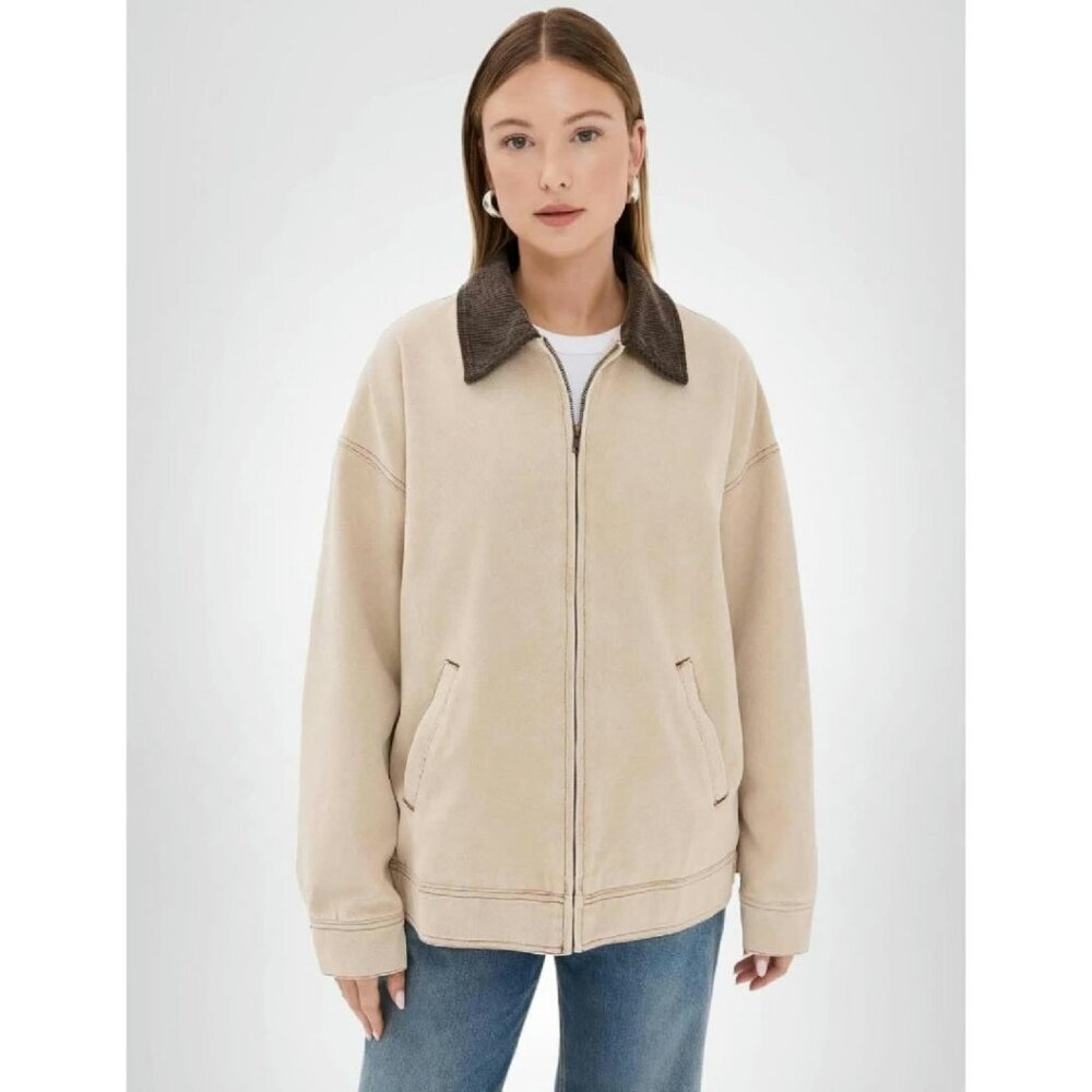 Heavyweight Canvas Barn Jacket with Corduroy Trim & Buckle Tabs - Picture 1 of 7
